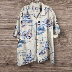 Bluewater wear short sleeve button front Hawaiian car print shirt men's size 2X